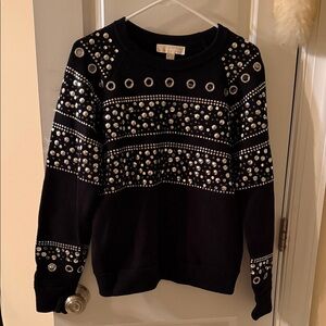 Michael Kors Black and Silver Embellished Sweater